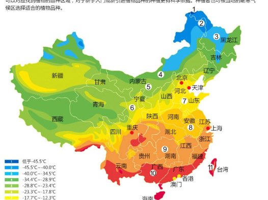 植物耐寒区图(中国)